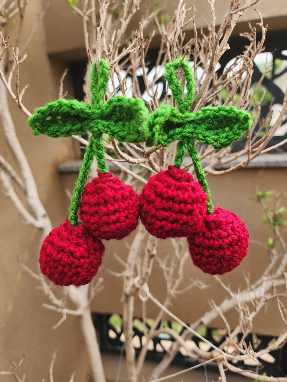 Crochet cherry charm🍒